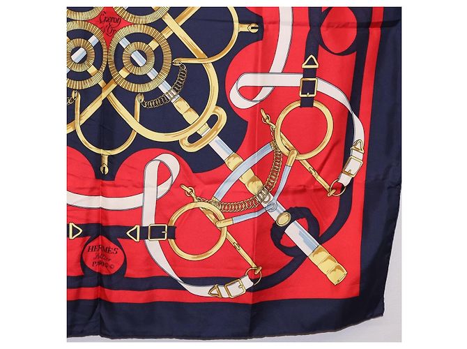 Hermès HERMES Foulard Carré 90 «Éperon d'Or» Seta Navy Auth bs37045 Blu navy - vista 10