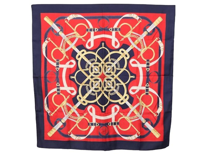 Hermès HERMES Foulard Carré 90 «Éperon d'Or» Seta Navy Auth bs37045 Blu navy - vista 12