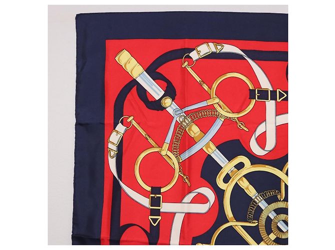 Hermès HERMES Foulard Carré 90 «Éperon d'Or» Seta Navy Auth bs37045 Blu navy - vista 2