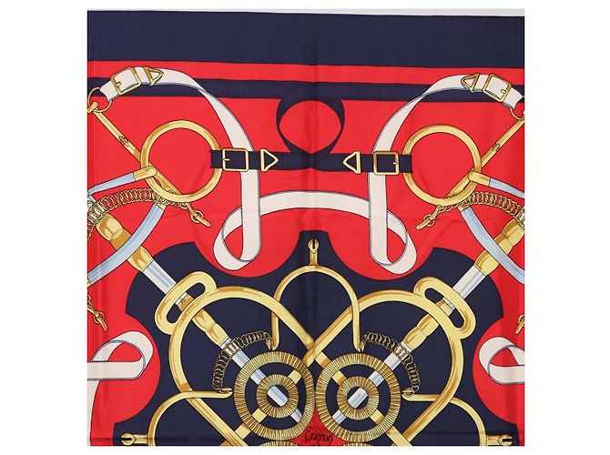 Hermès HERMES Foulard Carré 90 «Éperon d'Or» Seta Navy Auth bs37045 Blu navy - vista 3