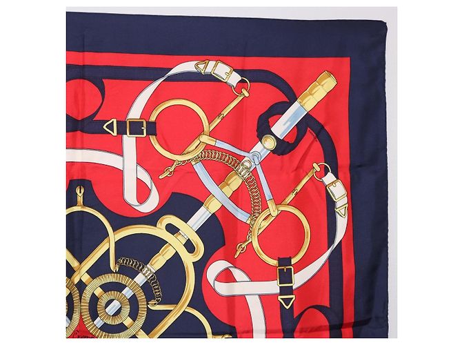 Hermès HERMES Foulard Carré 90 «Éperon d'Or» Seta Navy Auth bs37045 Blu navy - vista 4