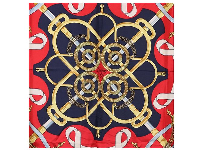 Hermès HERMES Foulard Carré 90 «Éperon d'Or» Seta Navy Auth bs37045 Blu navy - vista 6