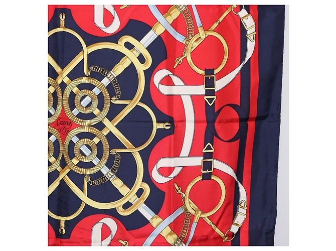 Hermès HERMES Foulard Carré 90 «Éperon d'Or» Seta Navy Auth bs37045 Blu navy - vista 7