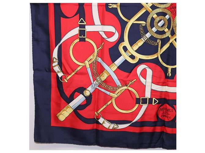 Hermès HERMES Foulard Carré 90 «Éperon d'Or» Seta Navy Auth bs37045 Blu navy - vista 8