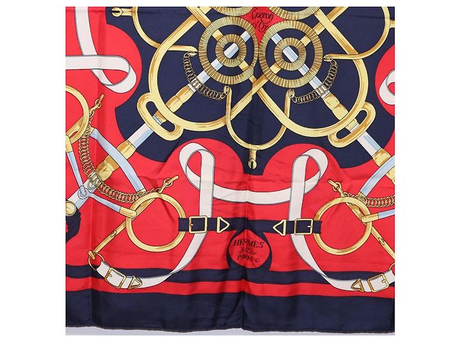 Hermès HERMES Foulard Carré 90 «Éperon d'Or» Seta Navy Auth bs37045 Blu navy - vista 9