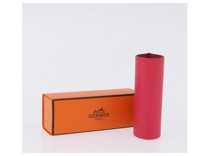 Hermès Funda para lápiz labial HERMES de cuero rosa Auth 198806M - vista 11