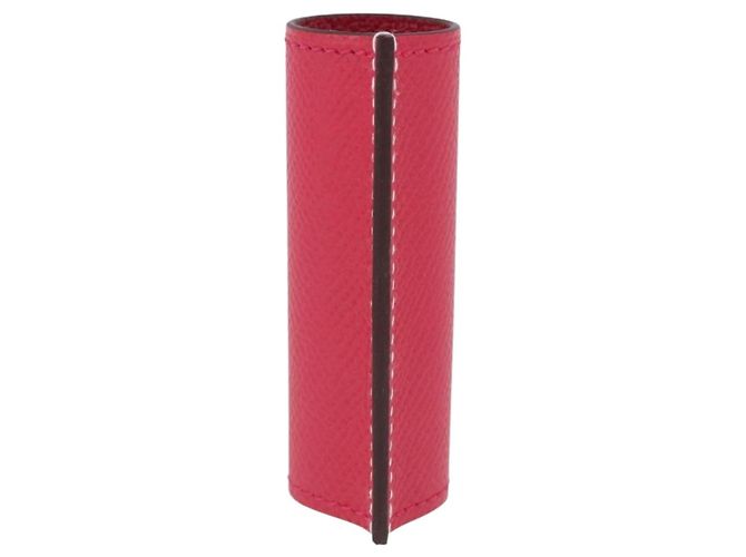 Hermès Funda para lápiz labial HERMES de cuero rosa Auth 198806M - vista 3