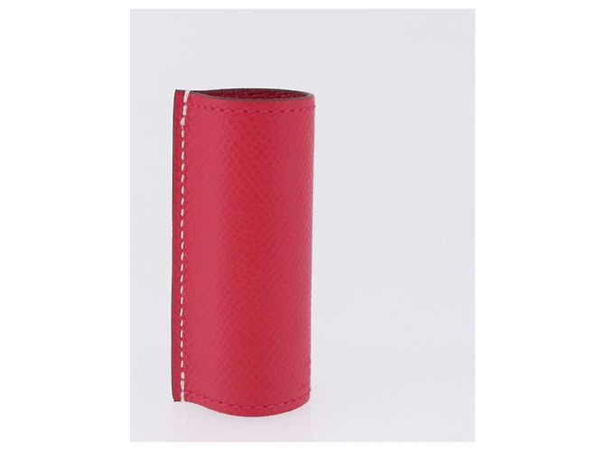 Hermès Funda para lápiz labial HERMES de cuero rosa Auth 198806M - vista 5