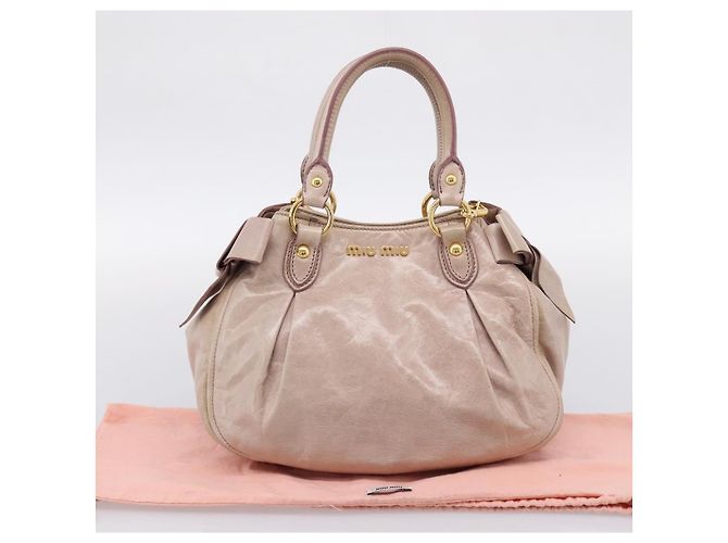 Borsa a mano Miu Miu in pelle 2way Beige Gold Auth 203225M D'oro - vista 12
