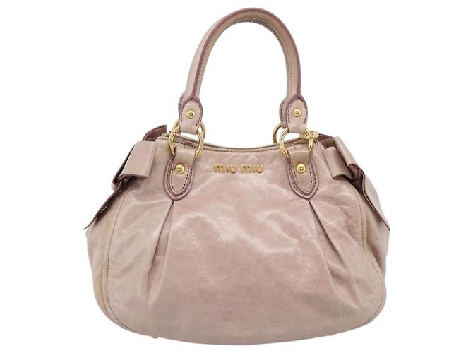Borsa a mano Miu Miu in pelle 2way Beige Gold Auth 203225M D'oro - vista 13