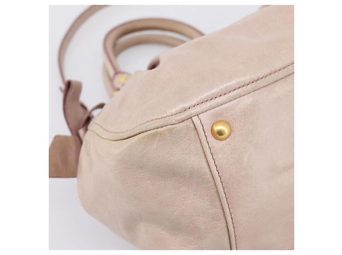 Borsa a mano Miu Miu in pelle 2way Beige Gold Auth 203225M D'oro - vista 16