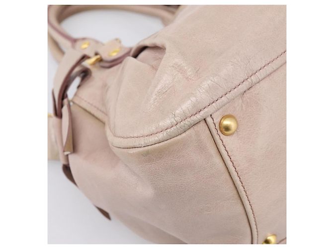 Borsa a mano Miu Miu in pelle 2way Beige Gold Auth 203225M D'oro - vista 18