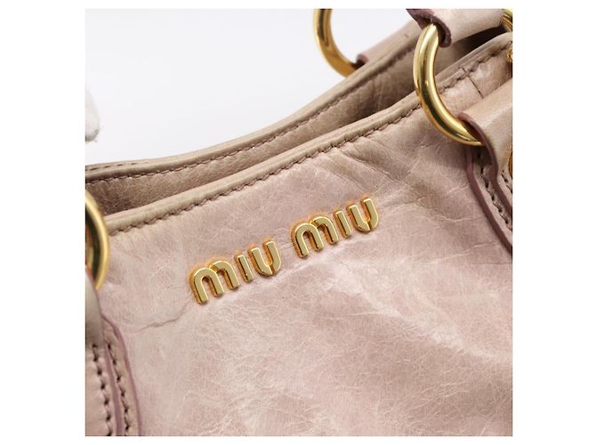 Borsa a mano Miu Miu in pelle 2way Beige Gold Auth 203225M D'oro - vista 19