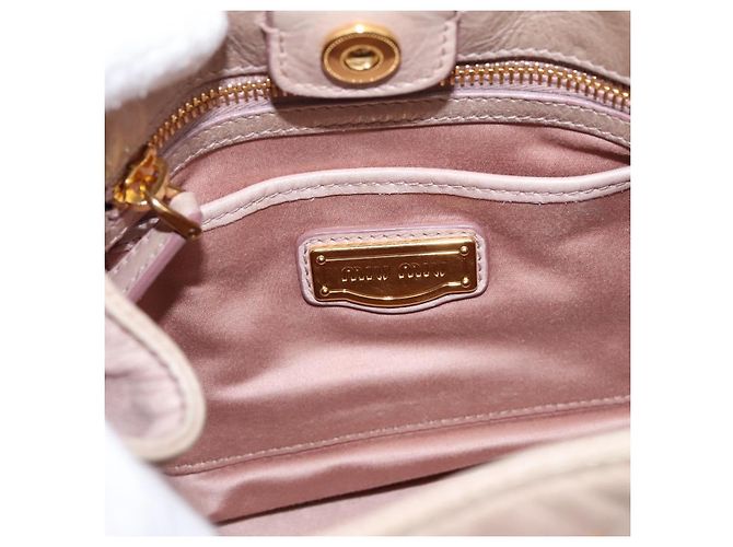 Borsa a mano Miu Miu in pelle 2way Beige Gold Auth 203225M D'oro - vista 20