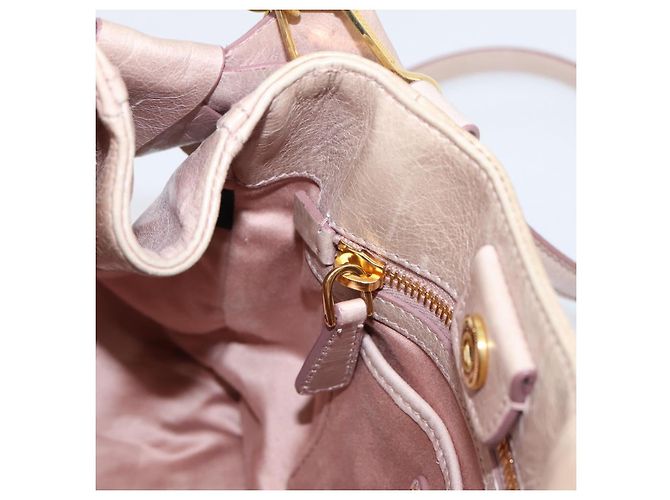 Borsa a mano Miu Miu in pelle 2way Beige Gold Auth 203225M D'oro - vista 23