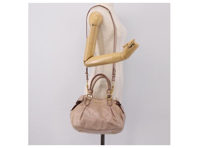 Borsa a mano Miu Miu in pelle 2way Beige Gold Auth 203225M D'oro - vista 25