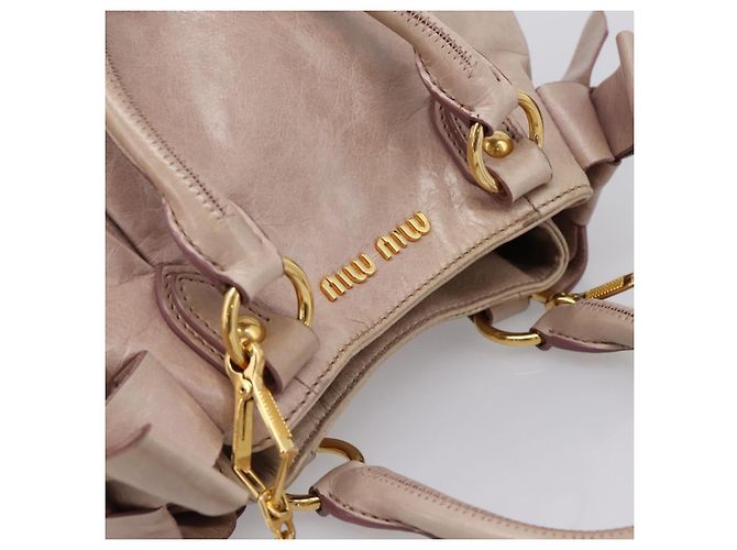 Borsa a mano Miu Miu in pelle 2way Beige Gold Auth 203225M D'oro - vista 6