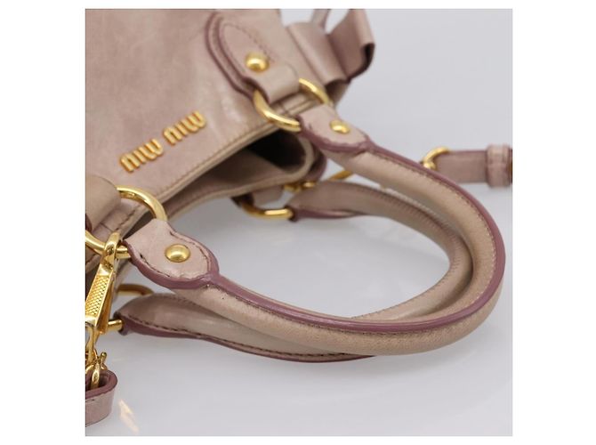 Borsa a mano Miu Miu in pelle 2way Beige Gold Auth 203225M D'oro - vista 7