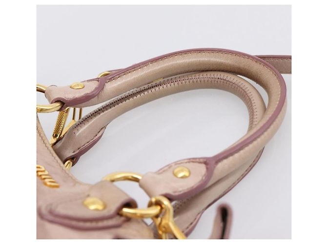 Borsa a mano Miu Miu in pelle 2way Beige Gold Auth 203225M D'oro - vista 8