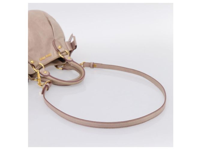 Borsa a mano Miu Miu in pelle 2way Beige Gold Auth 203225M D'oro - vista 9