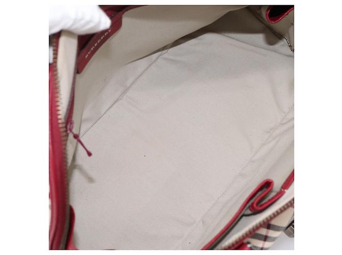 BURBERRY Nova Check Handtasche Canvas Beige Silver Auth 203239A Silber - Ansicht 11