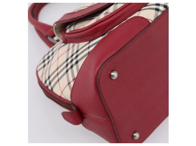 BURBERRY Nova Check Handtasche Canvas Beige Silver Auth 203239A Silber - Ansicht 14