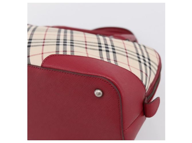BURBERRY Nova Check Handtasche Canvas Beige Silver Auth 203239A Silber - Ansicht 15
