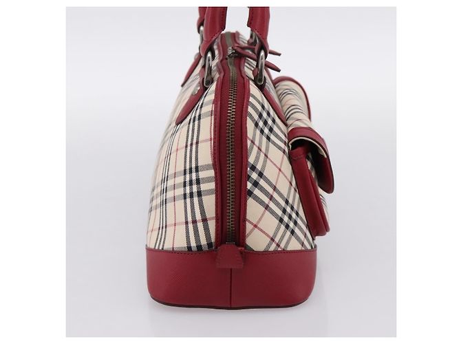 BURBERRY Nova Check Handtasche Canvas Beige Silver Auth 203239A Silber - Ansicht 3