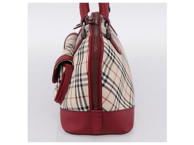 BURBERRY Nova Check Handtasche Canvas Beige Silver Auth 203239A Silber - Ansicht 4