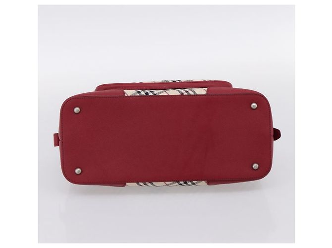 BURBERRY Nova Check Handtasche Canvas Beige Silver Auth 203239A Silber - Ansicht 5