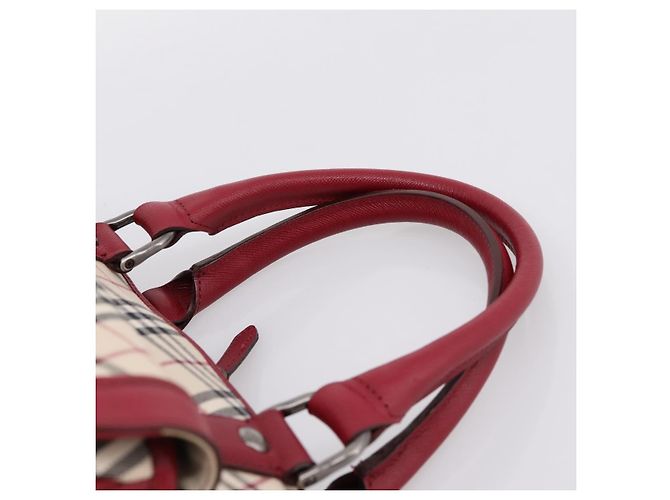 BURBERRY Nova Check Handtasche Canvas Beige Silver Auth 203239A Silber - Ansicht 8