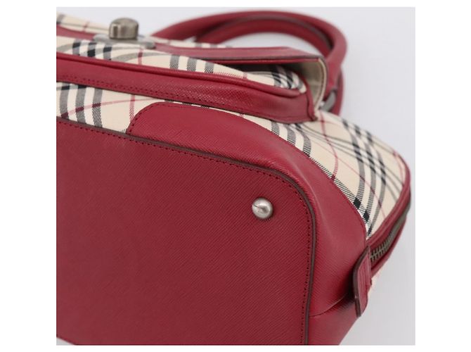 BURBERRY Nova Check Handtasche Canvas Beige Silver Auth 203239A Silber - Ansicht 9