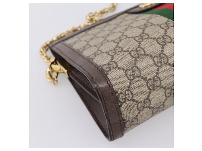 Borsa a tracolla GUCCI GG Supreme Web Sherry Line Chain PVC 503877 Auth ka6065A Beige - vista 14