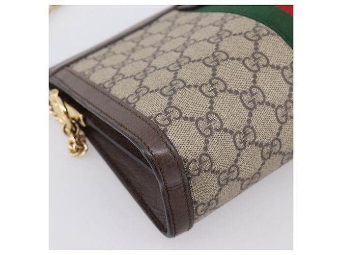 Borsa a tracolla GUCCI GG Supreme Web Sherry Line Chain PVC 503877 Auth ka6065A Beige - vista 16