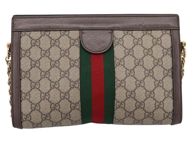 Borsa a tracolla GUCCI GG Supreme Web Sherry Line Chain PVC 503877 Auth ka6065A Beige - vista 2
