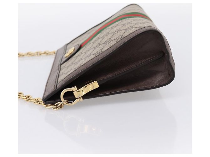 Borsa a tracolla GUCCI GG Supreme Web Sherry Line Chain PVC 503877 Auth ka6065A Beige - vista 3