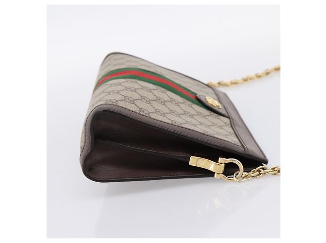 Borsa a tracolla GUCCI GG Supreme Web Sherry Line Chain PVC 503877 Auth ka6065A Beige - vista 4
