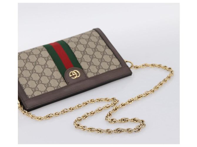 Borsa a tracolla GUCCI GG Supreme Web Sherry Line Chain PVC 503877 Auth ka6065A Beige - vista 7