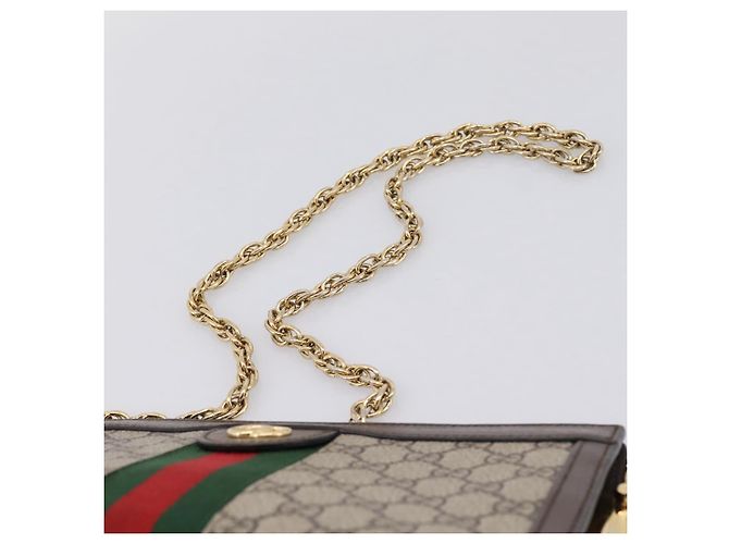 Borsa a tracolla GUCCI GG Supreme Web Sherry Line Chain PVC 503877 Auth ka6065A Beige - vista 8