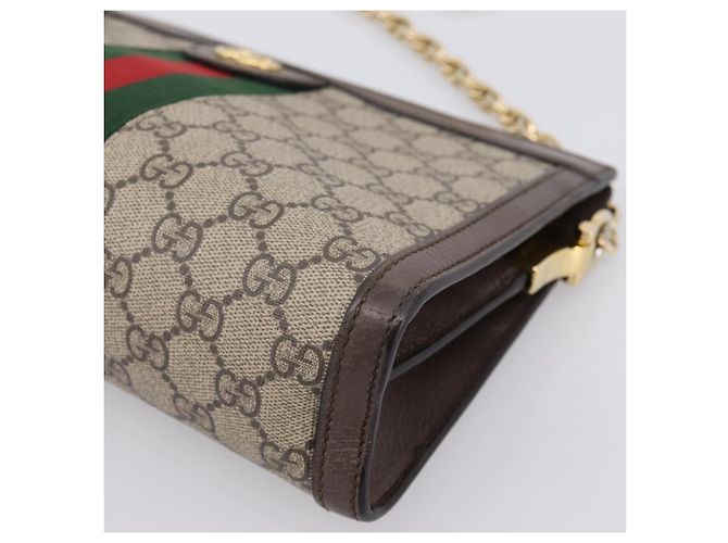 Borsa a tracolla GUCCI GG Supreme Web Sherry Line Chain PVC 503877 Auth ka6065A Beige - vista 9
