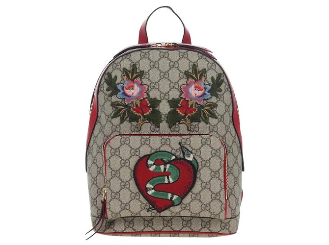 Zaino GUCCI GG Supreme Web Sherry Line PVC Beige Gold 427042 Auth 200331M D'oro - vista 13