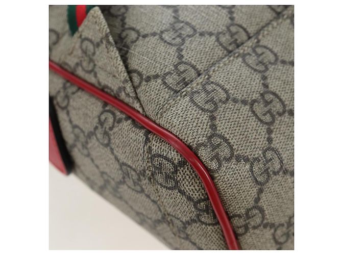 Zaino GUCCI GG Supreme Web Sherry Line PVC Beige Gold 427042 Auth 200331M D'oro - vista 19