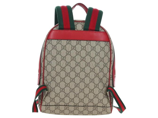 Zaino GUCCI GG Supreme Web Sherry Line PVC Beige Gold 427042 Auth 200331M D'oro - vista 2