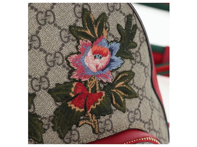 Zaino GUCCI GG Supreme Web Sherry Line PVC Beige Gold 427042 Auth 200331M D'oro - vista 21