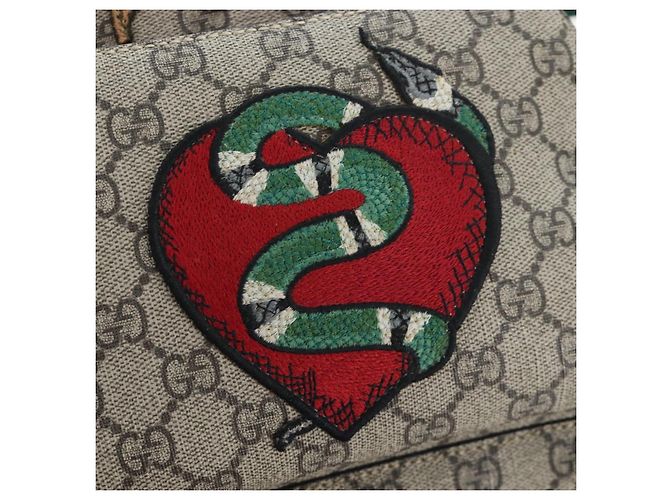 Zaino GUCCI GG Supreme Web Sherry Line PVC Beige Gold 427042 Auth 200331M D'oro - vista 23