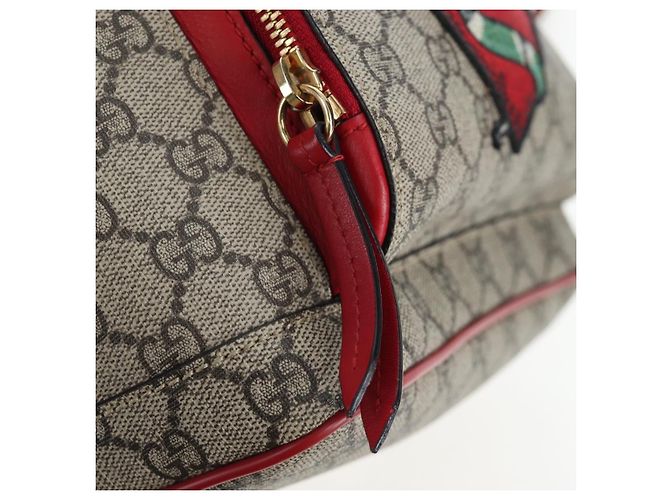 Zaino GUCCI GG Supreme Web Sherry Line PVC Beige Gold 427042 Auth 200331M D'oro - vista 24
