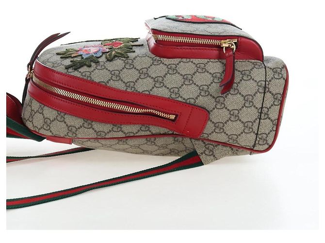 Zaino GUCCI GG Supreme Web Sherry Line PVC Beige Gold 427042 Auth 200331M D'oro - vista 3