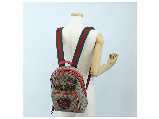 Zaino GUCCI GG Supreme Web Sherry Line PVC Beige Gold 427042 Auth 200331M D'oro - vista 33