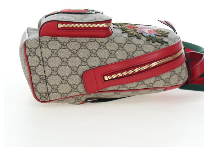 Zaino GUCCI GG Supreme Web Sherry Line PVC Beige Gold 427042 Auth 200331M D'oro - vista 5