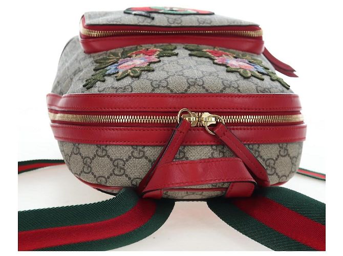 Zaino GUCCI GG Supreme Web Sherry Line PVC Beige Gold 427042 Auth 200331M D'oro - vista 7